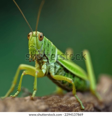 Green Grasshopper macro, maximum depth of field