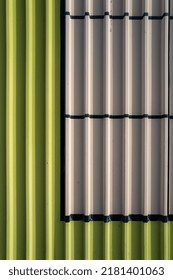 Green, Gray, And Black Corrugated Metal Backdrop.