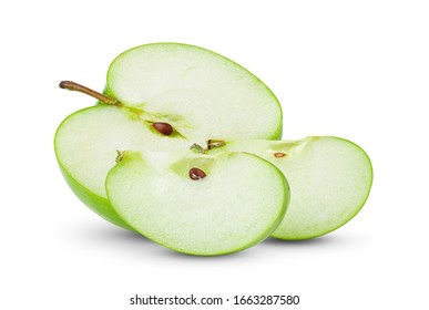 green half  apple isolated on white background. full depth of field