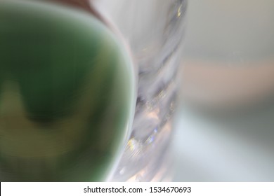 Green Hand Blown Glass Texture Details Under Macro Lens.