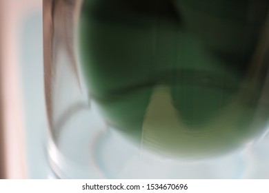 Green Hand Blown Glass Texture Details Under Macro Lens.