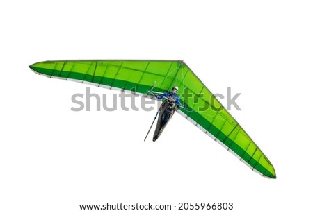 Green hang glider wing isolated on white