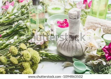 Similar – Image, Stock Photo Green cosmetics and spa with flowers