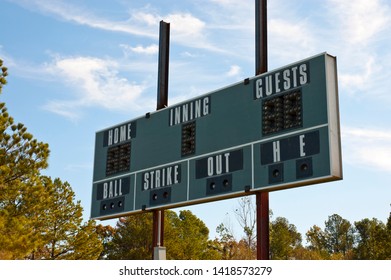 Green High School Scoreboard - Blue Sky With Clouds