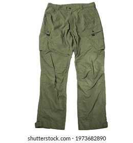 Green Hiking Trousers On A White Background