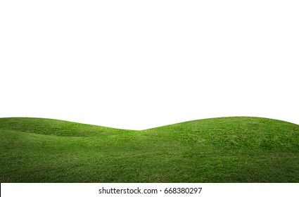 Green hill of grass field isolated on white background with clipping path. - Shutterstock ID 668380297