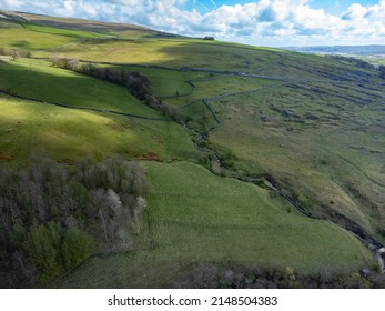 Green Hills Aerial View With Blue Sky