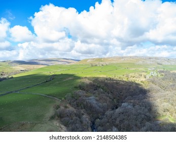 Green Hills Aerial View With Blue Sky