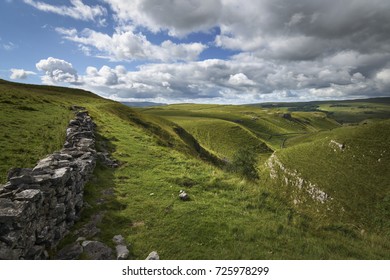 Green Hills Typical English Limestone Landscape Coniston Dales Way