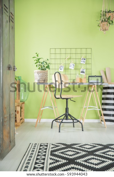 Green Home Office Desk Chair Old Stock Photo Edit Now 593944043