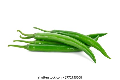 Green hot chili peppers isolated on white background - Powered by Shutterstock