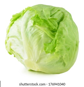 Green Iceberg Lettuce On White Background Stock Photo 177353066 ...