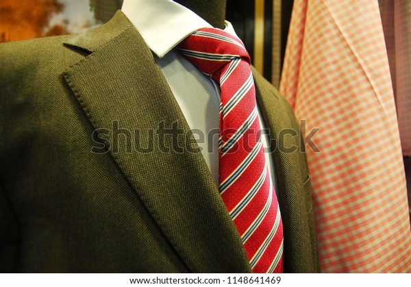 shirt with red tie