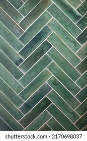 Green Jade Handmade Retro Tiles Herringbone Stock Photo 2170698037 ...