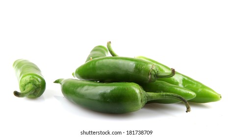 Green Jalapeno Pepper Isolated On White