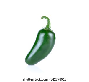 Green Jalapeno Pepper Isolated On White.