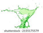 green juice splash on white background