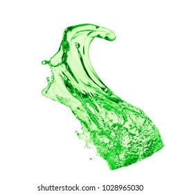 Green Juice Splash On White Background