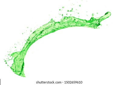 Green Juice Splash On White Background