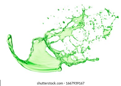 Green Juice Splash On White Background