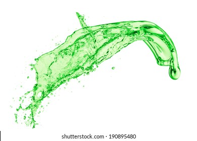 Green Juice Splash On White Background