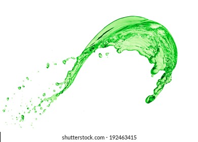 Green Juice Splash On White Background