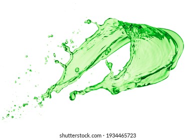 Green Juice Splash On White Background