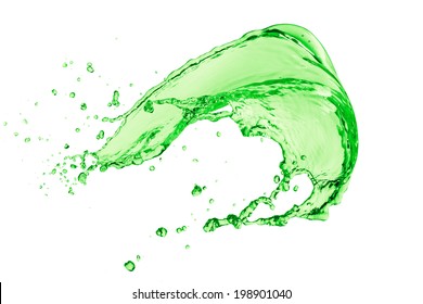 Green Juice Splash On White Background