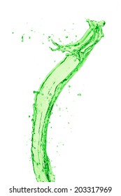 Green Juice Splash On White Background