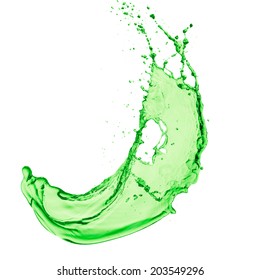 Green Juice Splash On White Background