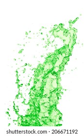 Green Juice Splash On White Background