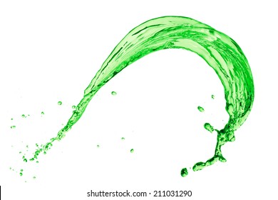 Green Juice Splash On White Background