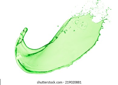 Green Juice Splash On White Background