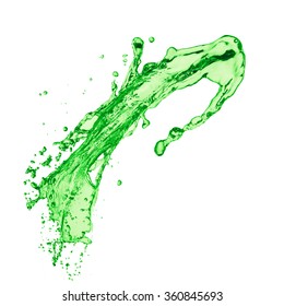 Green Juice Splash On White Background