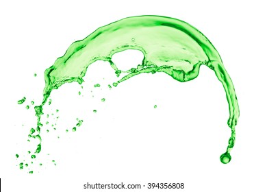 Green Juice Splash On White Background