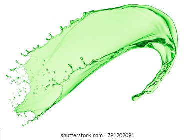 Green Juice Splash On White Background