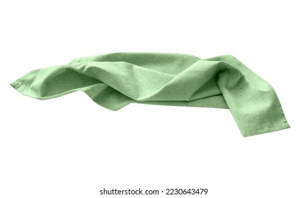 Green kitchen towel isolated. Food decor. Crumpled dish cloth. Textile napkin. - Shutterstock ID 2230643479