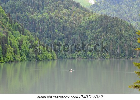 Similar – Sailing boat on the Hohenwarte reservoir