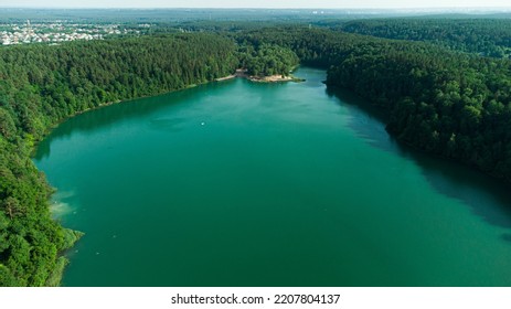 Green Lake. Lithuania Nature. Drone View.