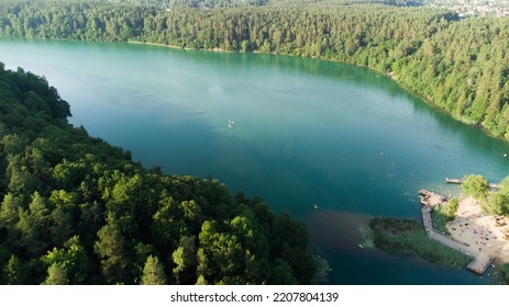 Green Lake. Lithuania Nature. Drone View.