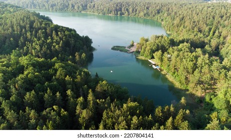 Green Lake. Lithuania Nature. Drone View.