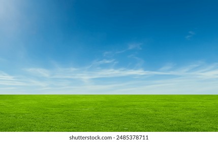 Green Land, Blue Sky, Summer Sunny Day Background, Wide View Of Lawn Hill and Blue Sky - Powered by Shutterstock