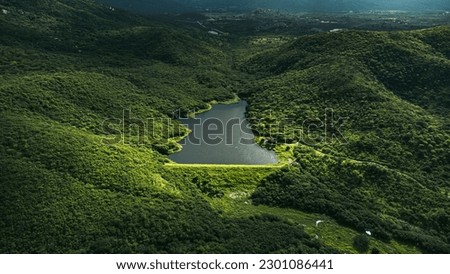 Green Landscape Weir Dam Dike Farm Moutain Florest Hinterland Backwoods Northeast Road Rock Rocky Lagoon Lake Nature Natural Aerial Drone Paraiba Patos Serrano Brazil View Scenery Outdoor Water Hill