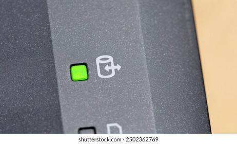 Green laptop HDD hard drive activity light indicator LED macro, extreme closeup detail shot Moving, copying files, data backup, NAS network attached storage RAID arrays simple concept, symbol, nobody  - Powered by Shutterstock