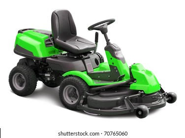 Green Lawn Mower. Isolated With Clipping Path