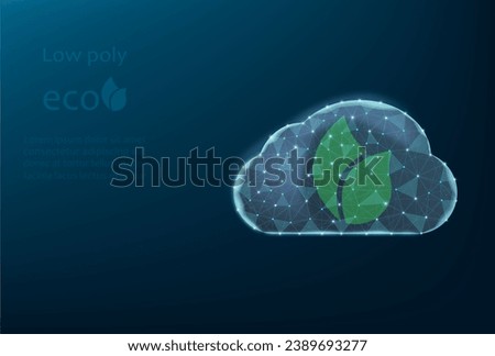 Green leaf in the cloud, environmental protection. Ecology protection illustration. Bio ecology.