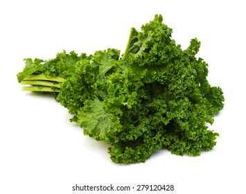 Green leafy kale vegetable isolated on white studio background 