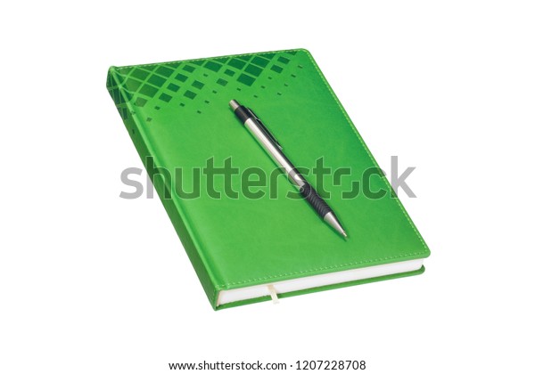 green leather daily planner grey pen stock photo edit now personal daily planner