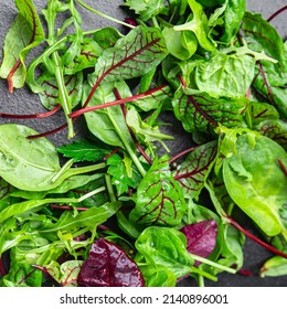 green leaves salad mix microgreen snack healthy meal copy space food background veggie vegan or vegetarian food - Shutterstock ID 2140896001