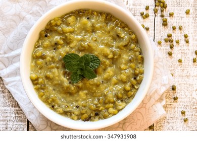 Green Lentil Soup / Lentil Stew Overhead View